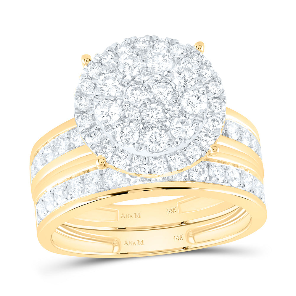 14K Yellow Or White Gold 1 3/4Cttw Natural Diamond Round Trio Set