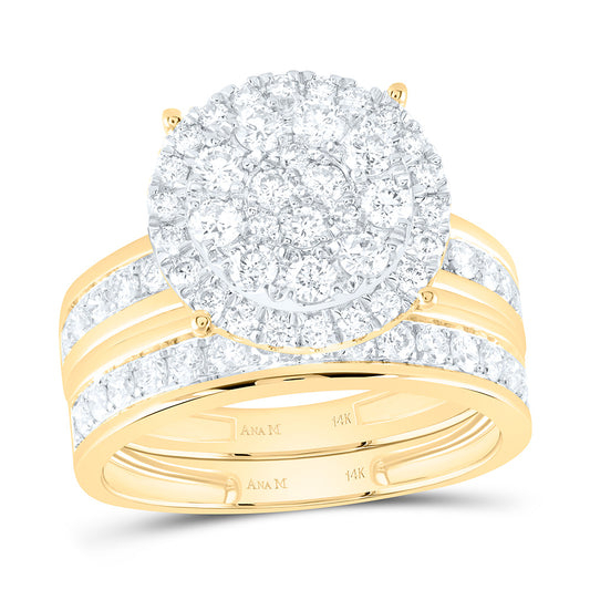 14K Yellow Or White Gold 1 3/4Cttw Natural Diamond Round Trio Set