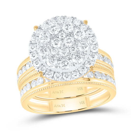 14K Yellow Or White Gold 2Cttw Natural Diamond Round Trio Set