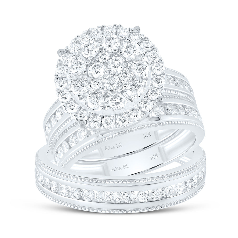 14K Yellow Or White Gold 2Cttw Natural Diamond Round Trio Set