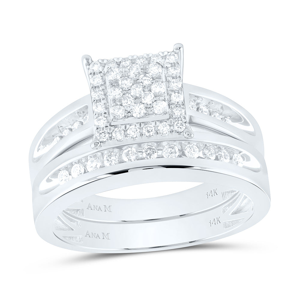 14K White Gold 5/8Cttw Natural Diamond Square Trio Set