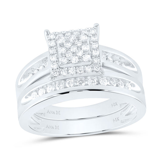 14K White Gold 5/8Cttw Natural Diamond Square Trio Set