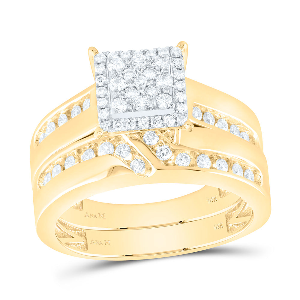 14K Yellow Gold 3/4Cttw Natural Diamond Square Trio Set