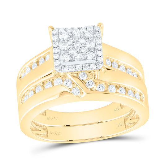 14K Yellow Gold 3/4Cttw Natural Diamond Square Trio Set