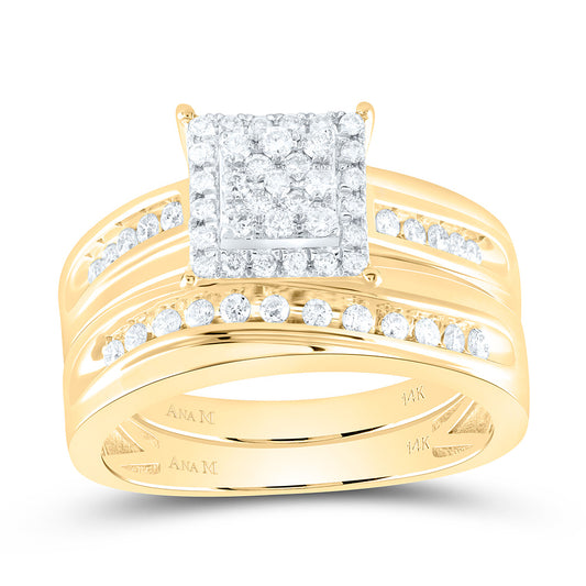 14K Yellow Or White Gold 3/4Cttw Natural Diamond Square Trio Set