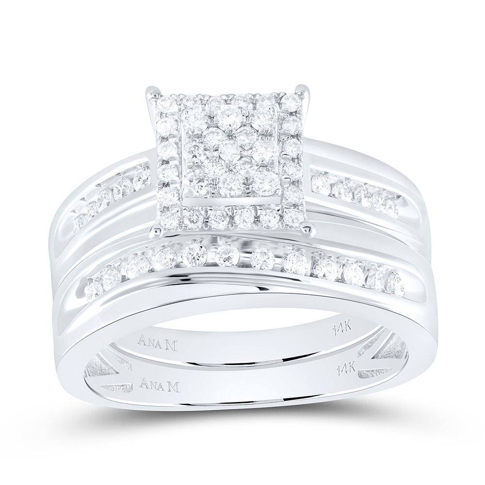 14K Yellow Or White Gold 3/4Cttw Natural Diamond Square Trio Set