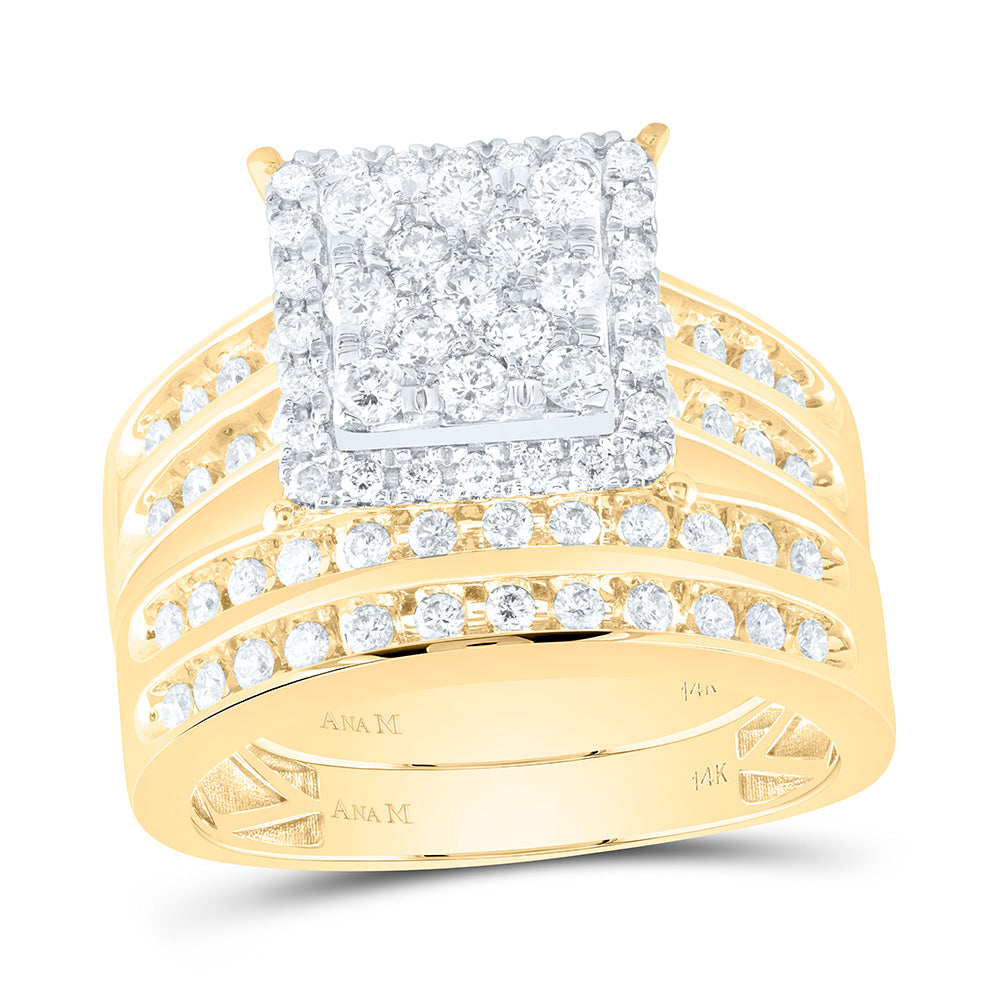 14K Yellow Or White Gold 1 1/3Cttw Natural Diamond Square Trio Set