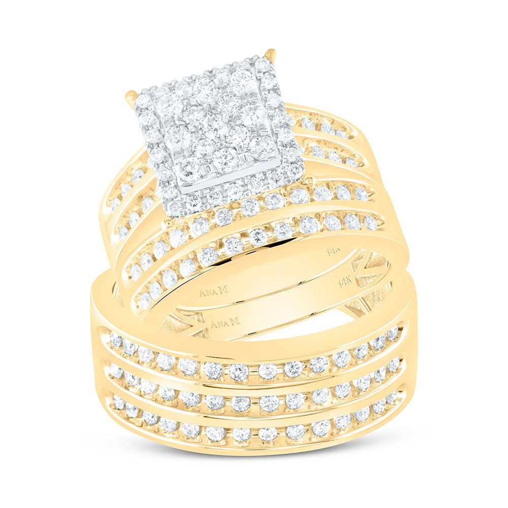 14K Yellow Or White Gold 1 1/3Cttw Natural Diamond Square Trio Set