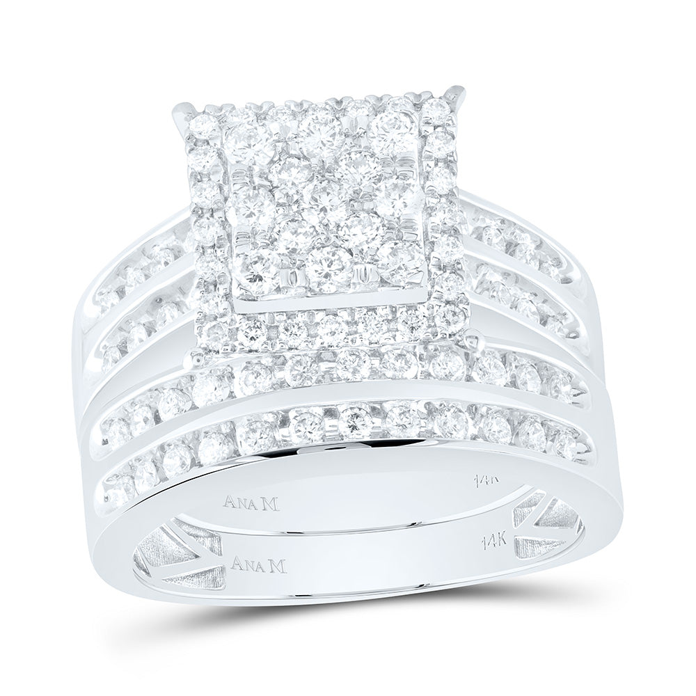 14K Yellow Or White Gold 1 1/3Cttw Natural Diamond Square Trio Set