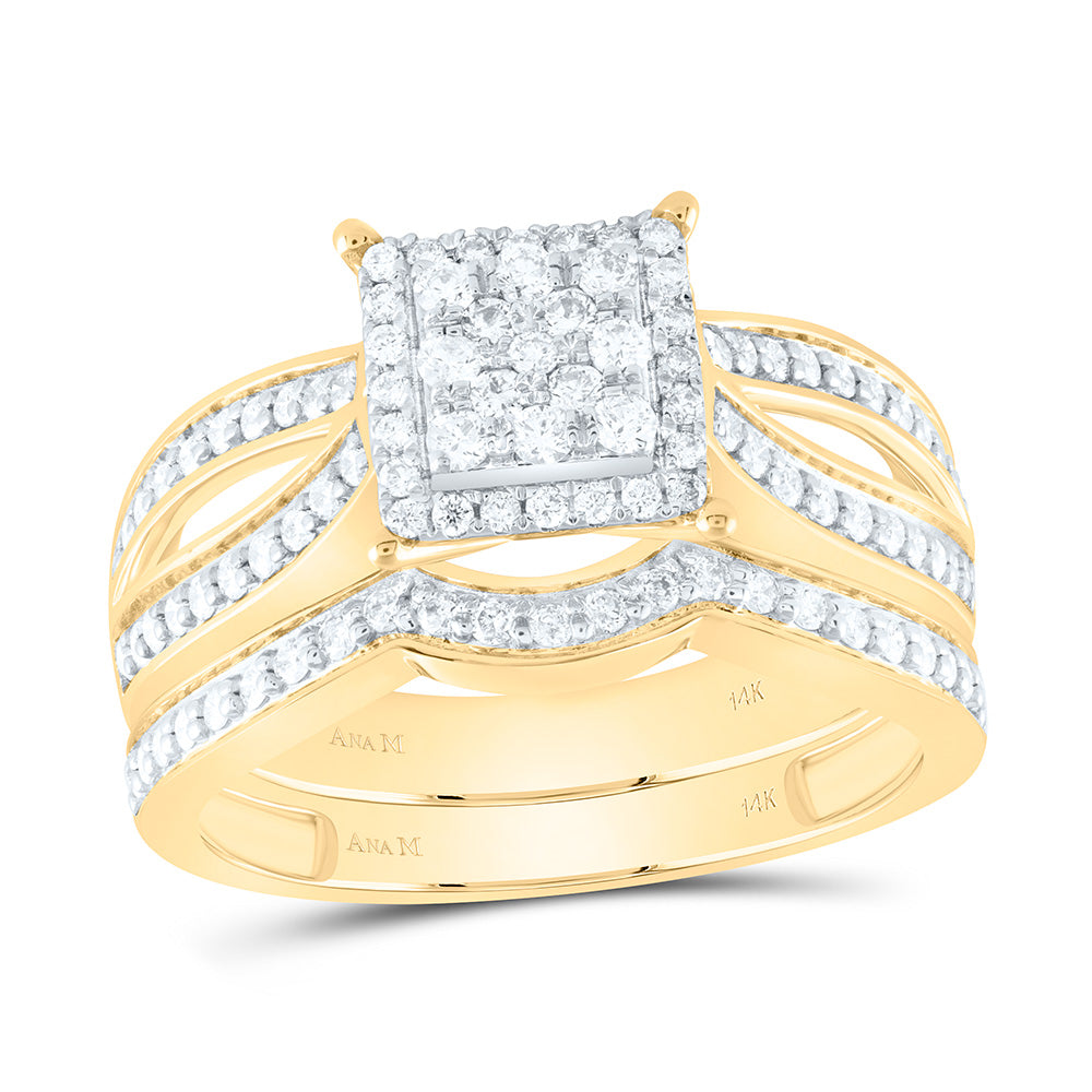 14K Yellow Or White Gold 1 3/8Cttw Natural Diamond Square Trio Set