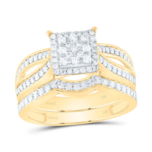 14K Yellow Or White Gold 1 3/8Cttw Natural Diamond Square Trio Set