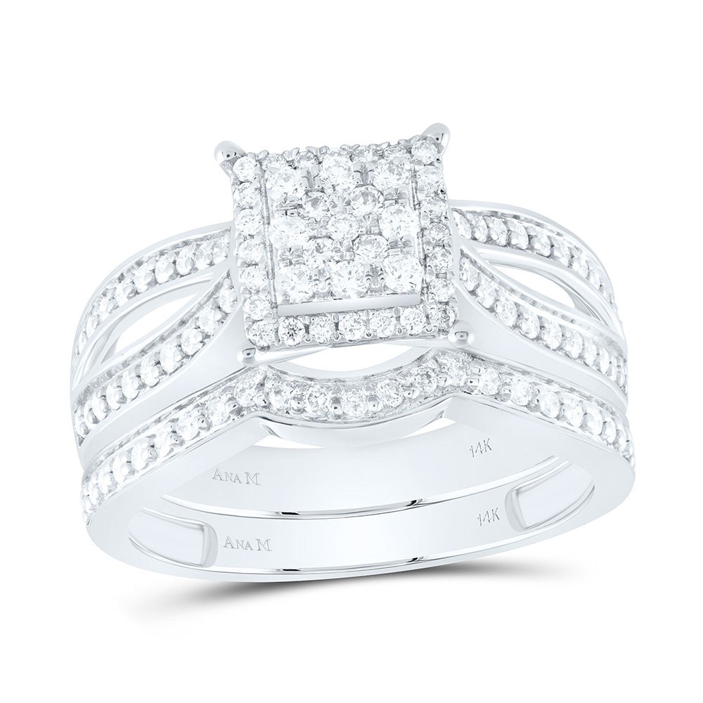 14K Yellow Or White Gold 1 3/8Cttw Natural Diamond Square Trio Set