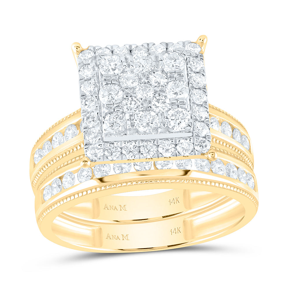 14K Yellow Or White Gold 1 1/2Cttw Natural Diamond Square Trio Set