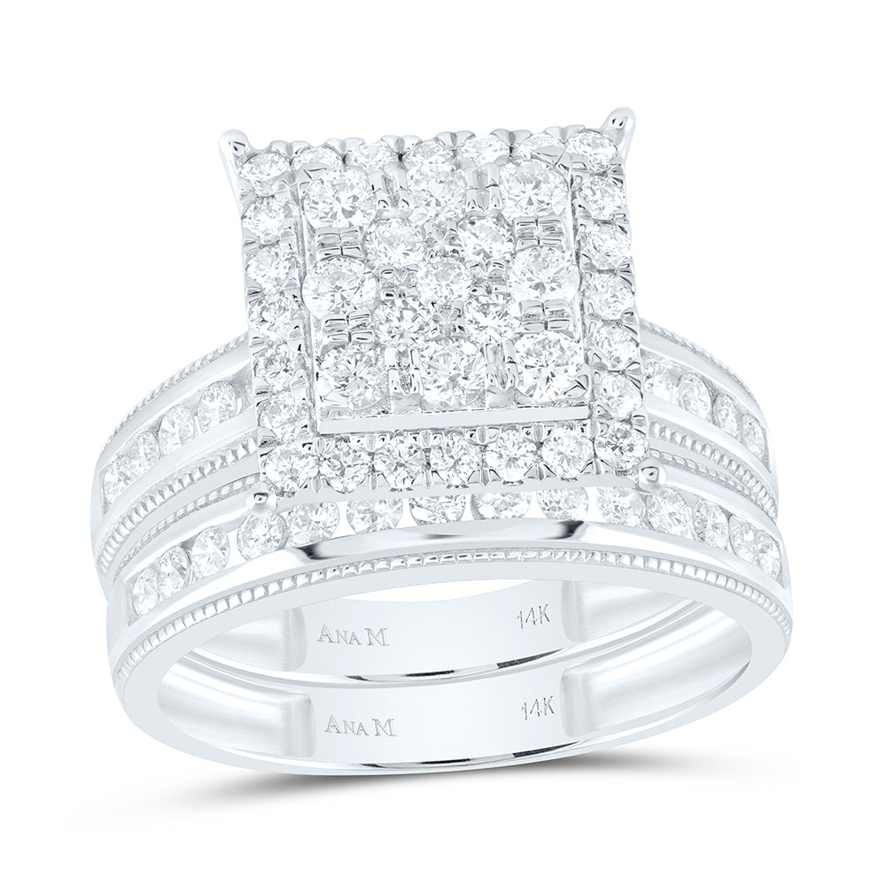 14K Yellow Or White Gold 1 1/2Cttw Natural Diamond Square Trio Set
