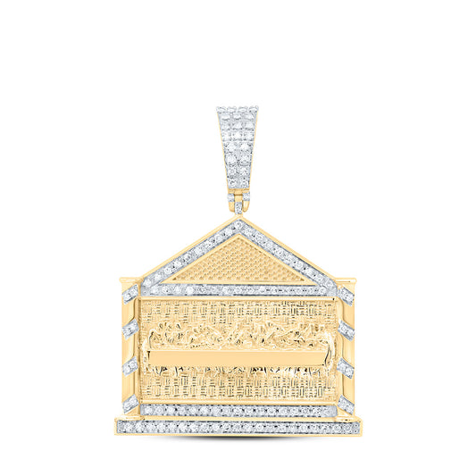 10K Yellow Gold 1/2 Ctw Natural Diamond Mens Charm