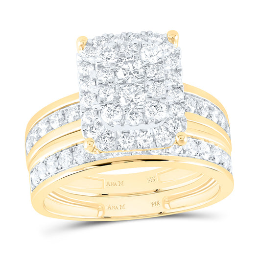 14K Yellow Or White Gold 1 3/4 Cttw Natural Diamond Anam Square Trio Set