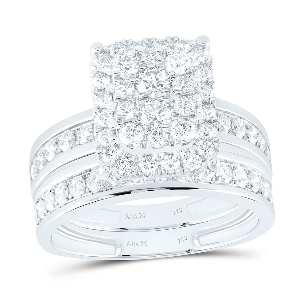 14K Yellow Or White Gold 1 3/4 Cttw Natural Diamond Anam Square Trio Set