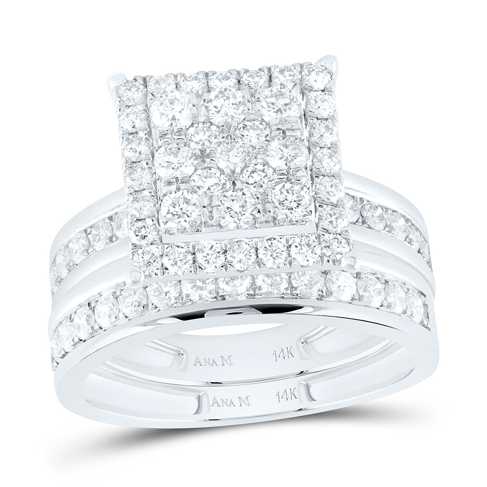 14K Yellow Or White Gold  1 3/4Cttw Natural Diamond Square Trio Set