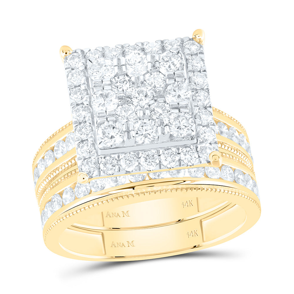 14K Yellow Or White Gold 2Cttw Natural Diamond Square Trio Set