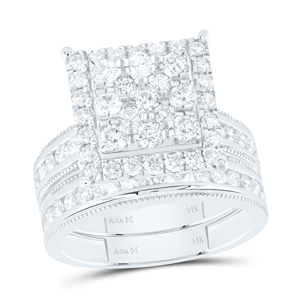 14K Yellow Or White Gold 2Cttw Natural Diamond Square Trio Set