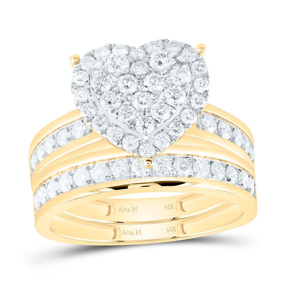 14K Yellow Or White Gold 1 5/8Cttw Natural Diamond Anam Heart Trio Set