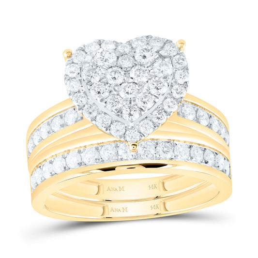 14K Yellow Or White Gold 1 5/8Cttw Natural Diamond Anam Heart Trio Set