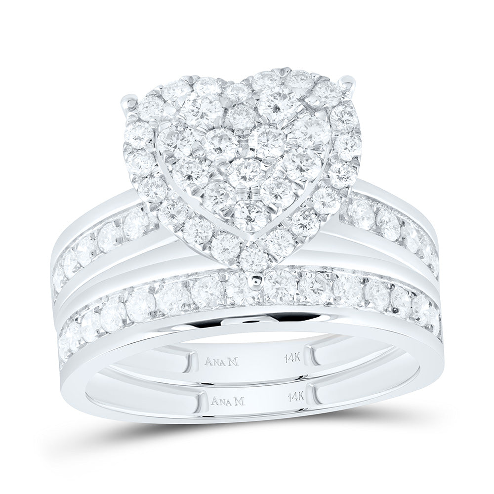 14K Yellow Or White Gold 1 5/8Cttw Natural Diamond Anam Heart Trio Set
