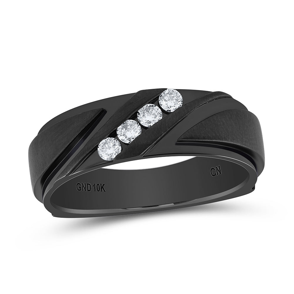 10K White Gold 1/4Cttw Natural Diamond Cn Mens Machine Set Band