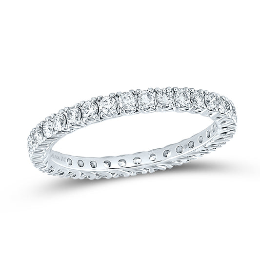 10K White Gold 1 Ctw Natural Diamond Eternity Band, Womens Size: 5-9