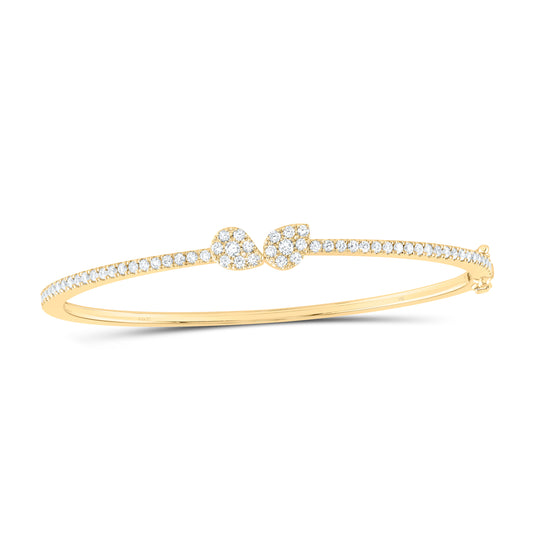 14K Yellow or White Gold 1 Ctw Natural Diamond Fashion Bangle (60X50MM)