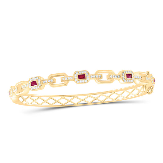 14K Yellow or White Gold 1/2 Ctw Diamond Baguette Natural Gem Bangle (60X50MM)