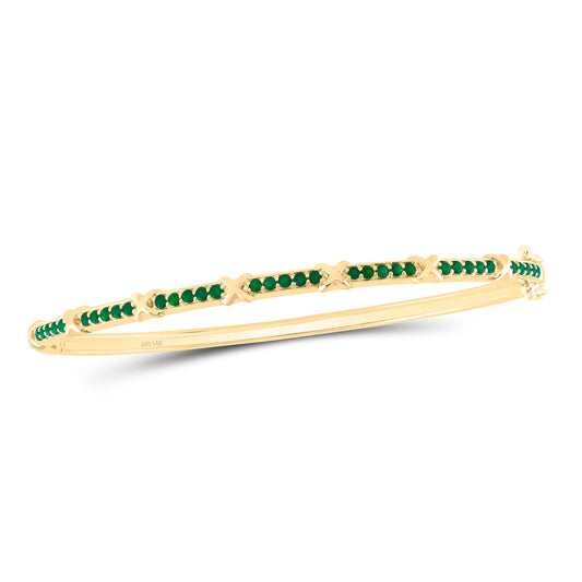 14K Yellow Or White Gold Round Natural Gem Bangle (60X50MM)