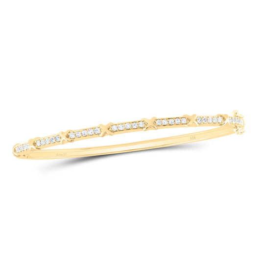 14K Yellow or White Gold 3/4 Ctw Natural Diamond Fashion Bangle (60X50MM)