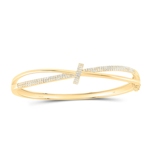 14K Yellow Gold 1/2 Ctw Natural Diamond Fashion Bangle (60X50MM)