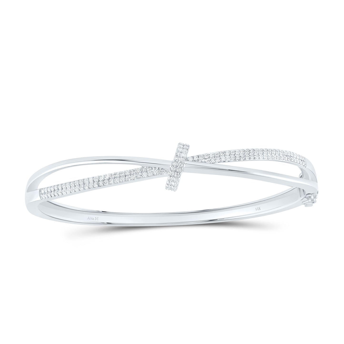 14K White Gold 1/2Cttw Natural Diamond Fashion Bangle (60X50Mm)
