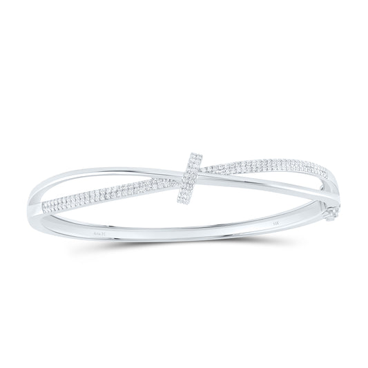 14K White Gold 1/2Cttw Natural Diamond Fashion Bangle (60X50Mm)