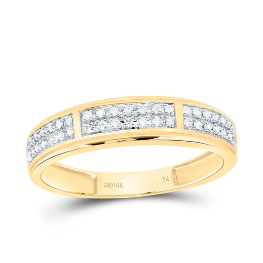 14K Yellow or White Gold 1/6 Ctw Natural Diamond Fashion Mens Band, Mens Size: 8-12