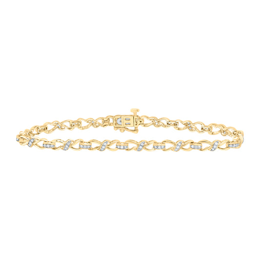 10K Yellow or White Gold 1/2 Ctw Natural Diamond Ladies Bracelet (7 Inch)