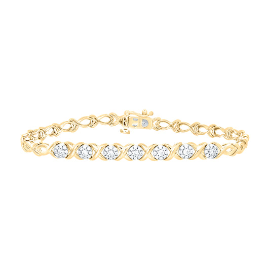 10K Yellow or White Gold 1/2 Ctw Natural Diamond Ladies Bracelet (7 Inch)