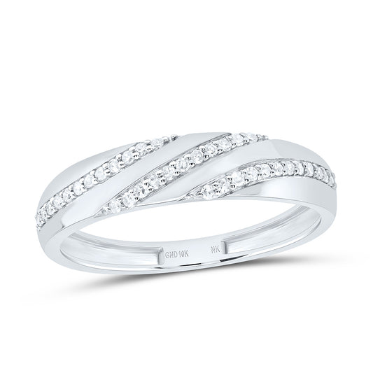 10K White Gold 1/2 Ctw Natural Diamond Oval Trio Set, Womens Size: 5-9, Mens Size: 8-12
