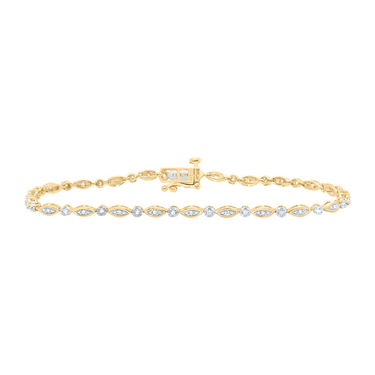 10K Yellow or White Gold 1/4 Ctw Natural Diamond Ladies Bracelet (7 Inch)