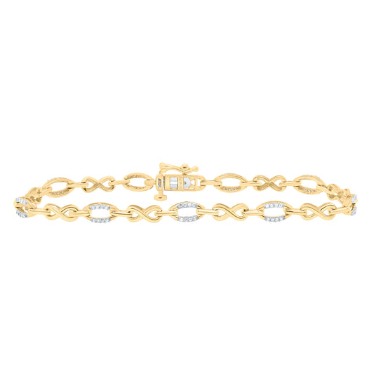 10K Yellow or White Gold 1/5 Ctw Natural Diamond Ladies Bracelet (7 Inch)