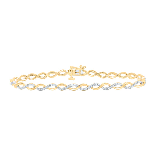10K Yellow or White Gold 1/6 Ctw Natural Diamond Ladies Bracelet (7 Inch)