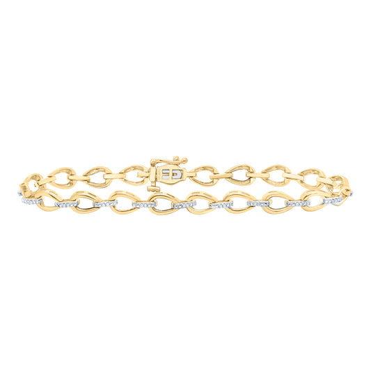 10K Yellow or White Gold 1/10 Ctw Natural Diamond Ladies Bracelet (7 Inch)