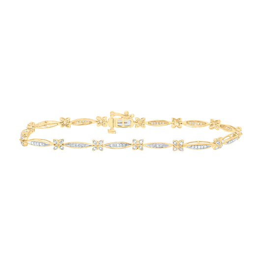 10K Yellow or White Gold 1/2 Ctw Natural Diamond Ladies Bracelet (7 Inch)