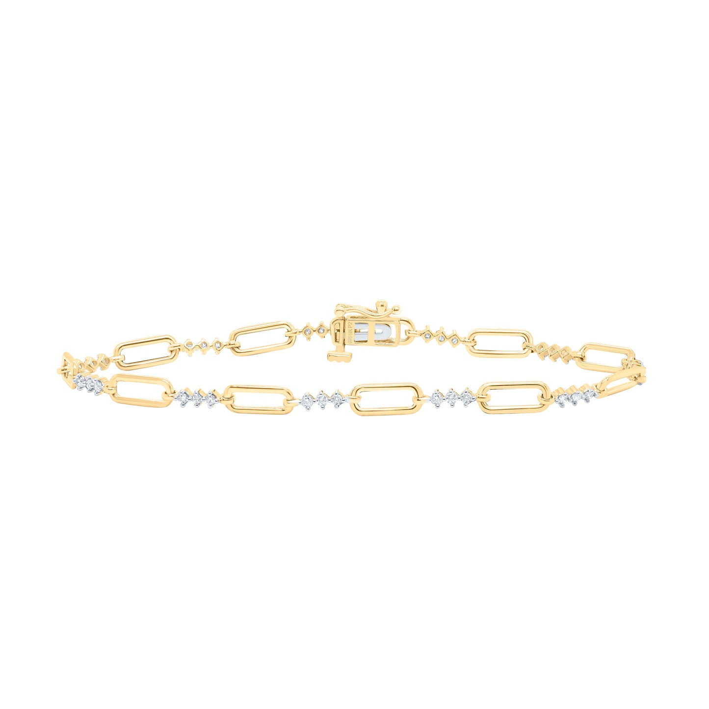 10K Yellow Gold 1/2Cttw Natural Diamond P2 Gift Ladies Bracelet (7 Inch)