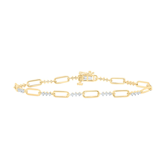 10K Yellow Gold 1/2Cttw Natural Diamond P2 Gift Ladies Bracelet (7 Inch)