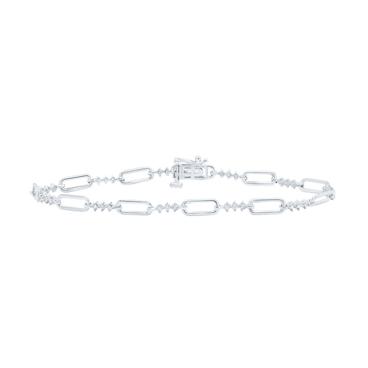 10K White Gold 1/2 Ctw Natural Diamond Ladies Bracelet (7 Inch)
