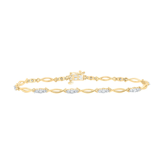 10K Yellow or White Gold 1/4 Ctw Natural Diamond Ladies Bracelet (7 Inch)