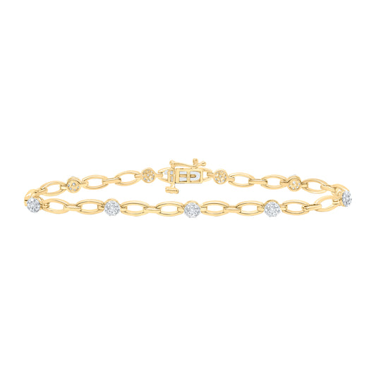 10K Yellow or White Gold 1/2 Ctw Natural Diamond Ladies Bracelet (7 Inch)